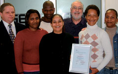 From left to right: Alan Young – technology manufacturing manager; Erica Gordon; Simo Lolwana; Nadine Faure; Eddy van den Wijngaerd – IPC course facilitator; Lucille Steer; Anthea Williams